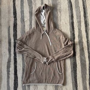 Cozy Tan Hoodie with White Accents
